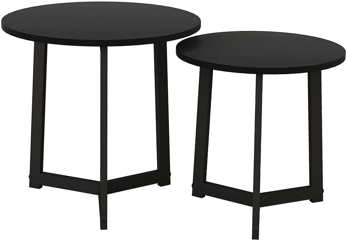 Homona Salontafelset - 2-delig - Ineinander schuifbaar - Ø48 x 45 cm en Ø40 x 40 cm - Zwart