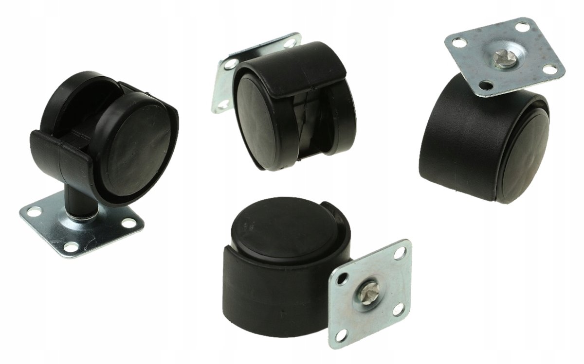 4x Zwenkbare Meubelwielen 40 mm Zwart PVC - Draaiend