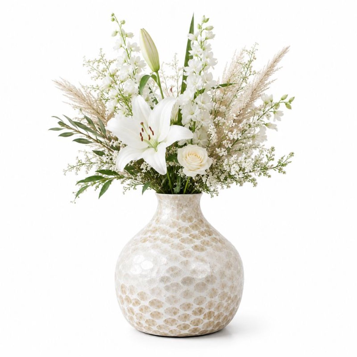 4shine Vaas Lilly - bamboe & Capiz vaas - 4Shine naturel