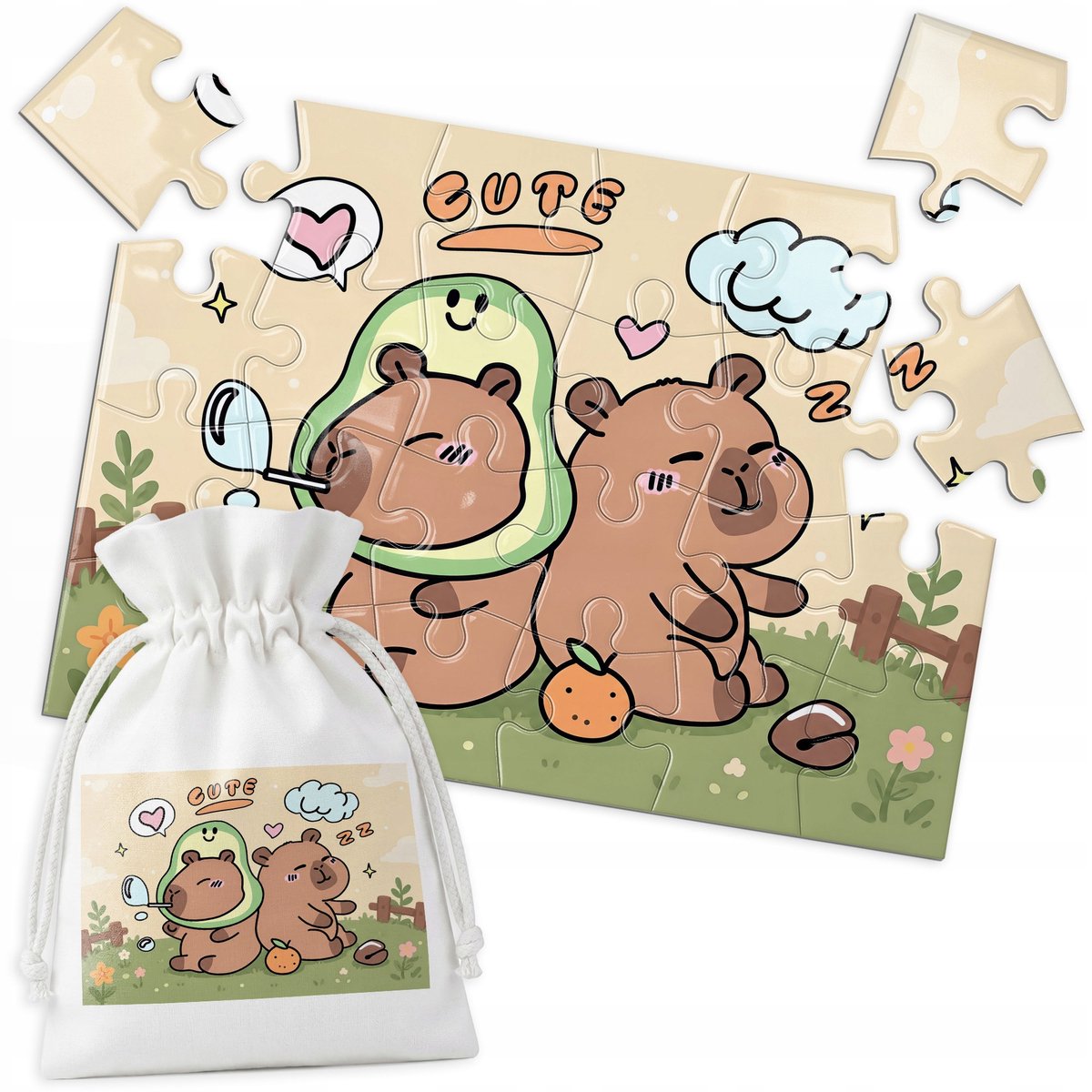 Merkloos Kapibara Puzzel - 24 Stukjes - Leuke Kleuren