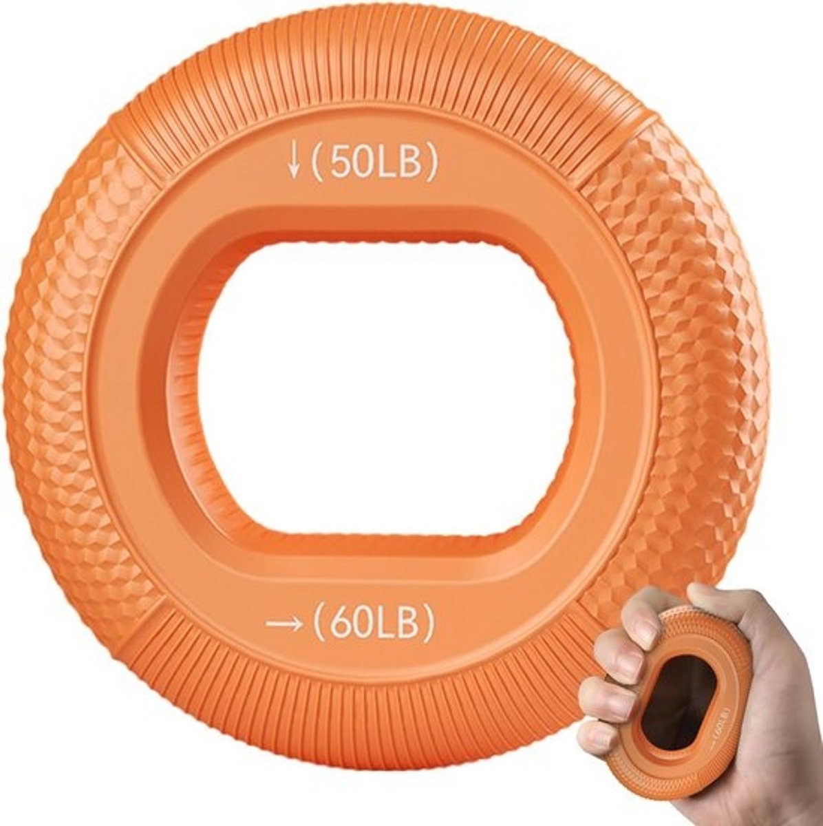 Handgreep Versterker - Grijptrainer Siliconen - Spiertraining Handen - Dubbele Sterkte - Diameter 78.5mm - Oranje