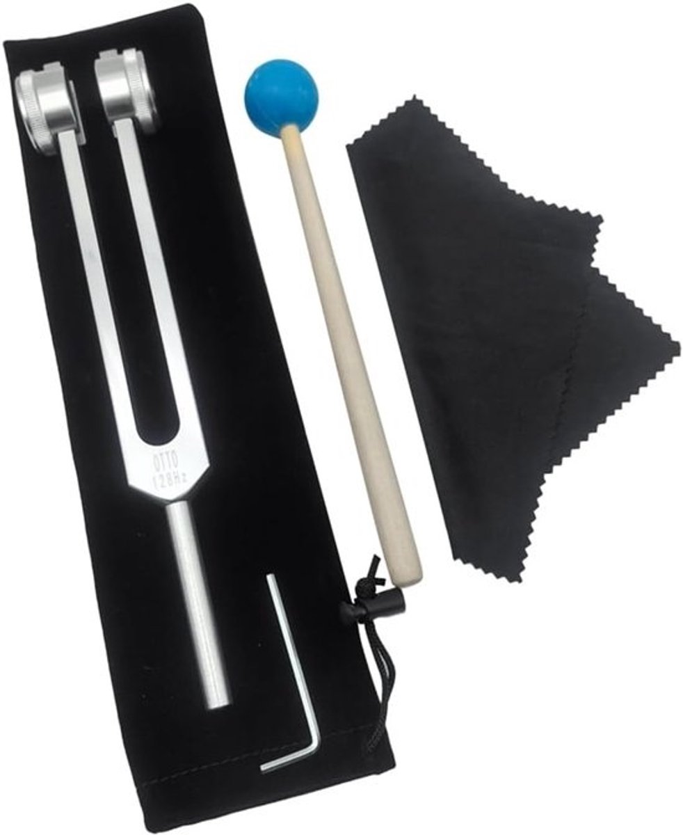 Stemvorken Set - Zilveren Stemvorken - Geluidstherapie Ontspanning - Aluminiumlegering OTTO128HZ - 24 cm Lengte - Zilver