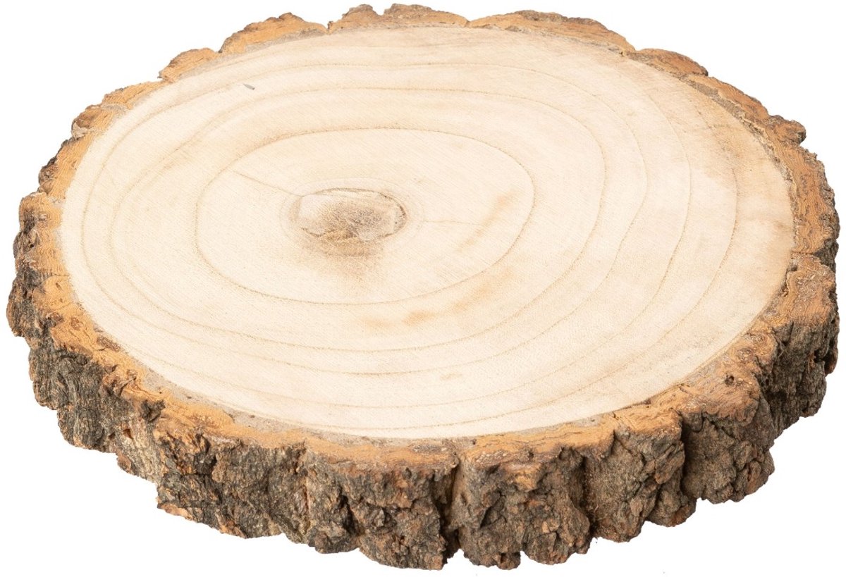 Gasper boomschijf paulownia met schors 24 cm naturel