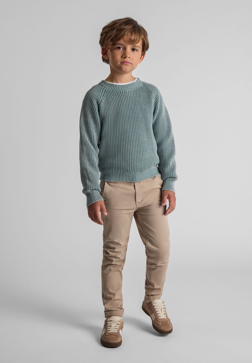 Minoti chino jongens grijs - kinderbroek met steekzakken - lang
