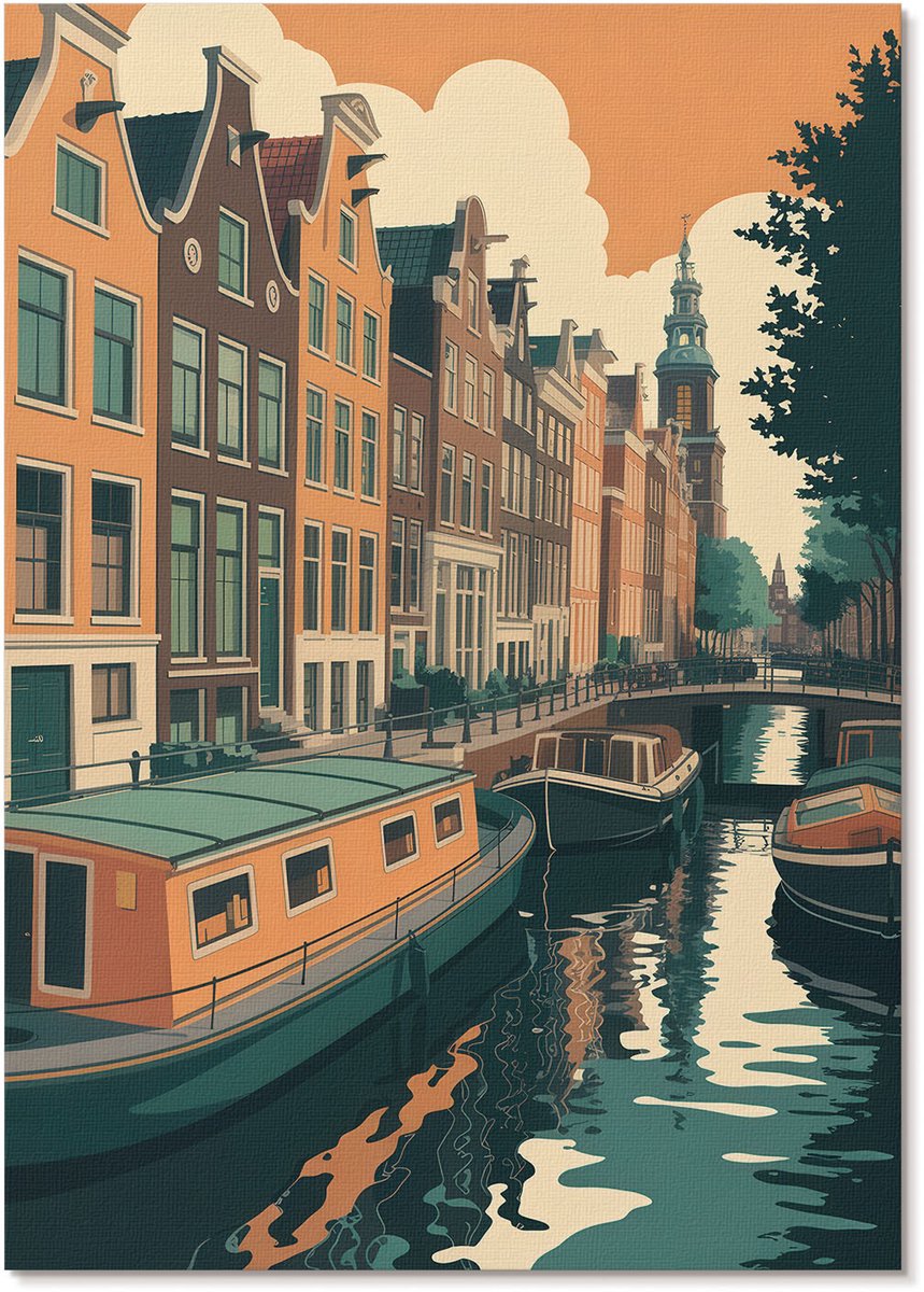 Tulup Polycanvas Wandposter - Turkooizen Golven, Schilderen - A3 - Turkoois Motief - Rechthoek - Muurkunst - Woonkamer, Slaapkamer, Kantoor - Expressief