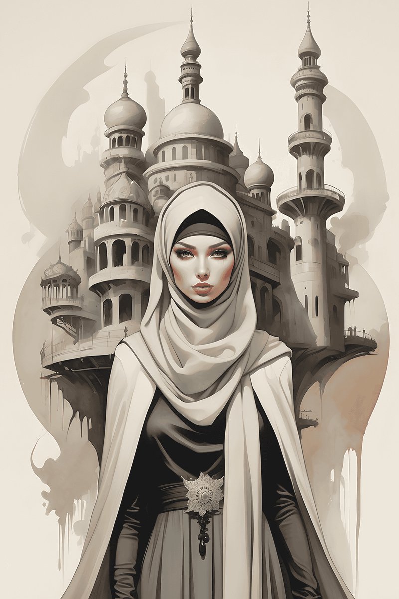 Vrouw met Hoofddoek - Vrouw - Abstracte - Kamer Decoratie - posters - formaat 70x100cm - Aesthetic - Wanddecoratie - Moderne Kunst - Aesthetic room decor - L1604MT