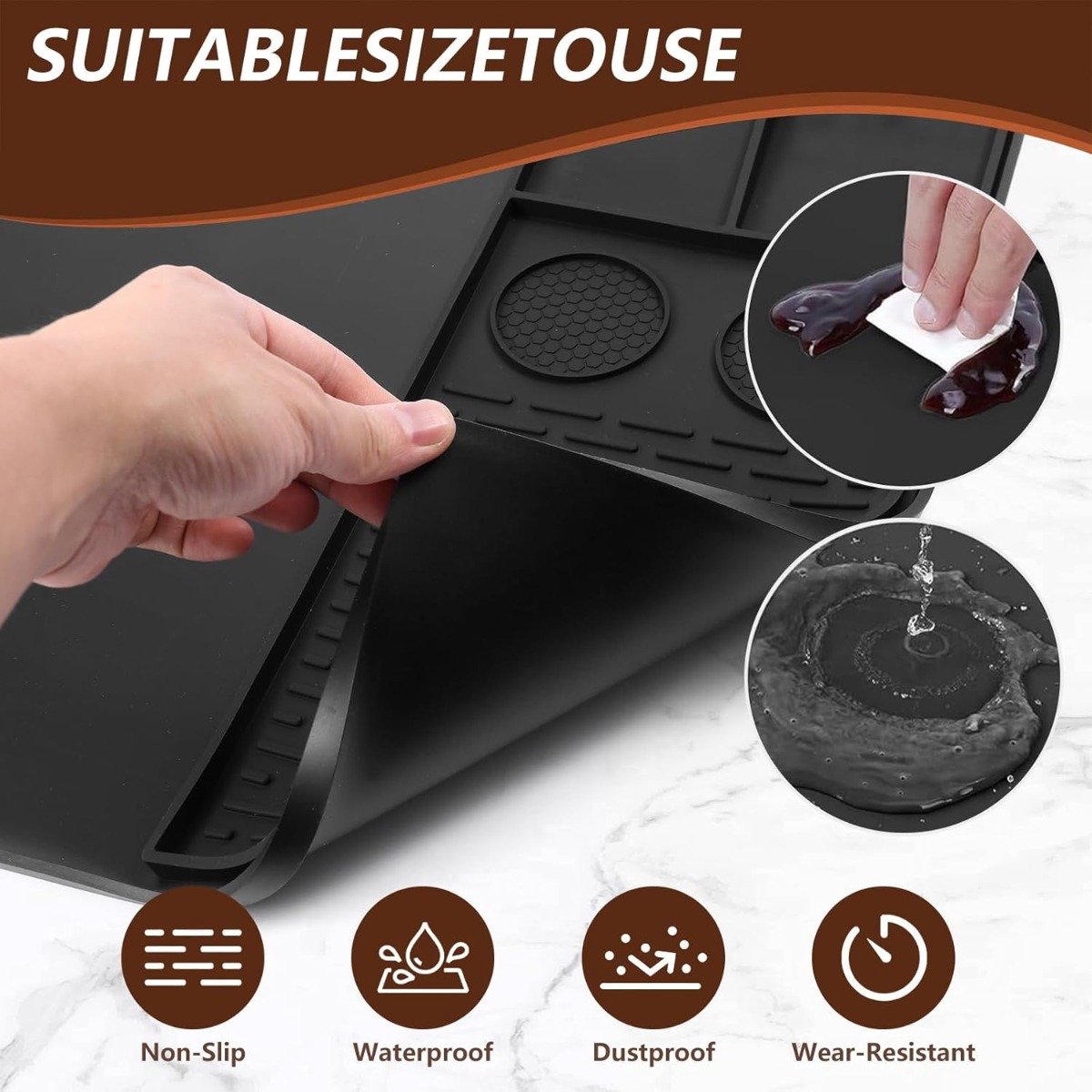 Siliconen Koffiemachine Bar Mat Koffieboon Dikke Pad 61x40.5x1.1cm - 600g
