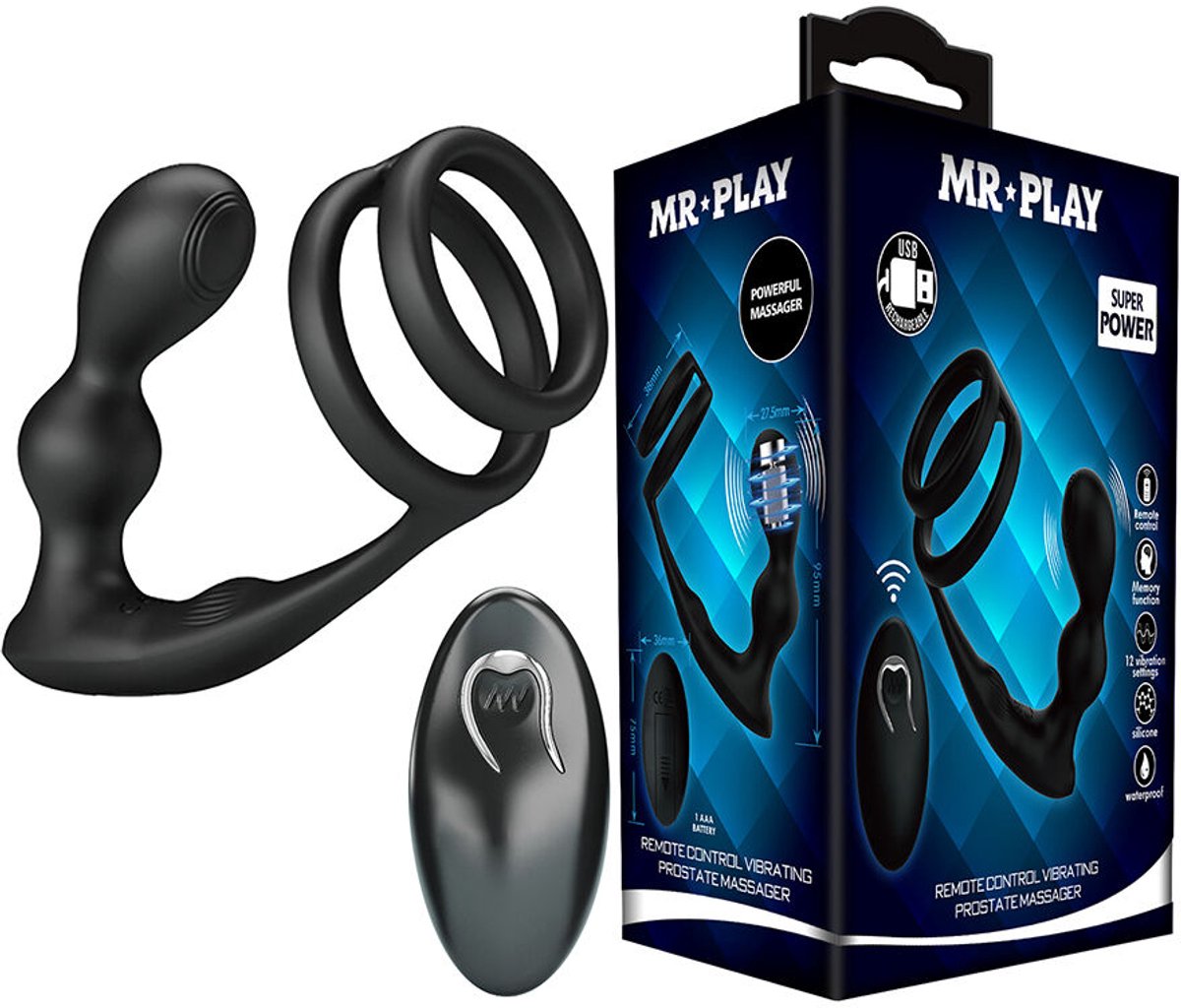 Vibrerende Anal Plug met Penisring en Afstandsbediening