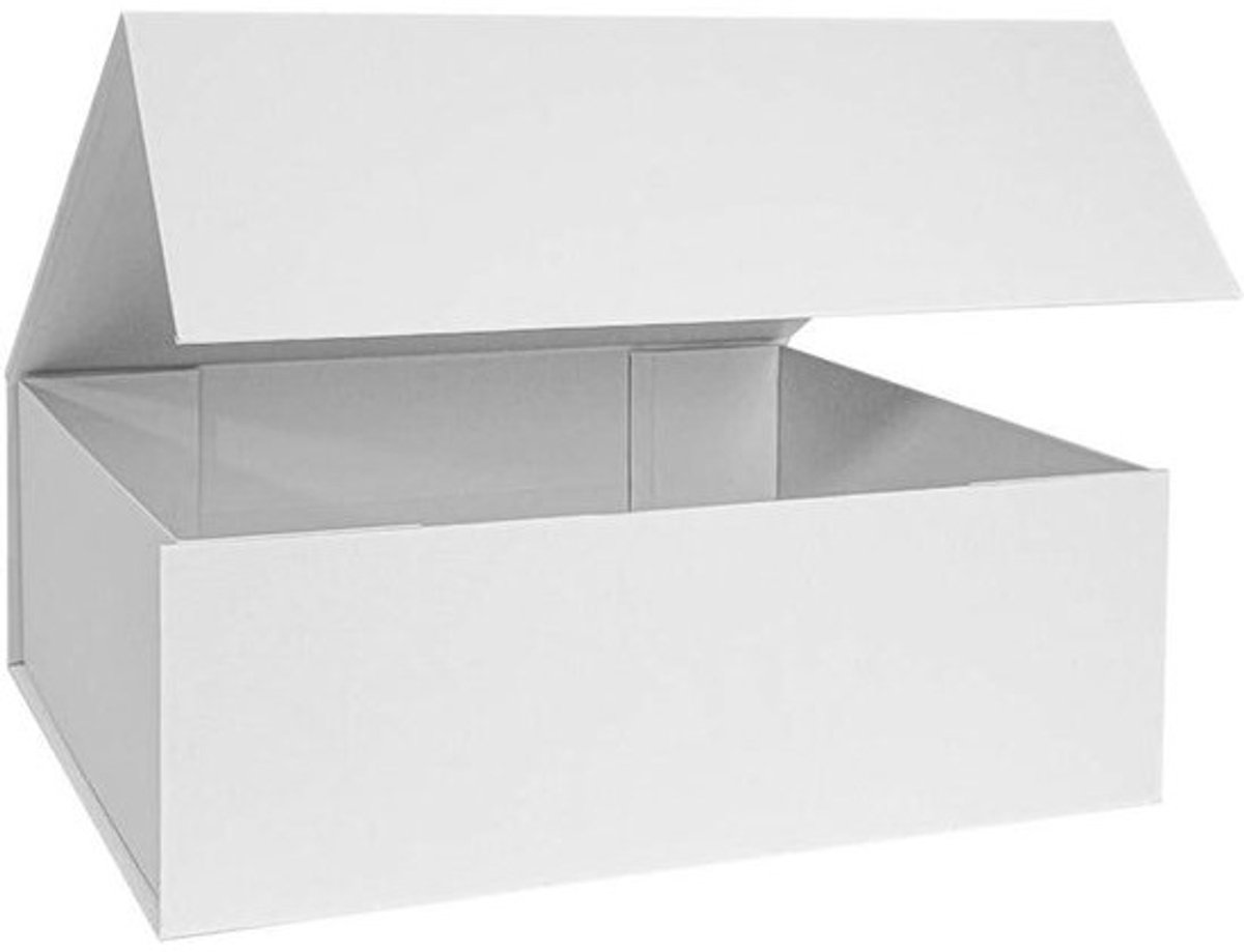 Grote Geschenkdoos - Opvouwbare Doos Luxe Doos - Cadeaus Inpakken - Verborgen Magneten - 35x22x10 cm - Wit