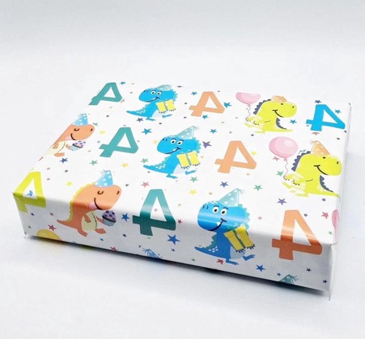 Inpakpapier Verjaardag - Cadeaupapier Vellen - Verjaardag Vieren - Dinosaurus Thema - 70x50 cm - Veelkleurig