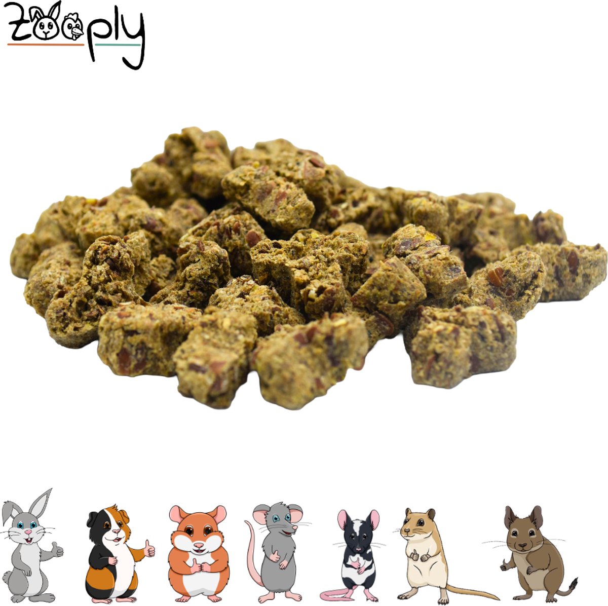 Zooply Lijnzaadbrokken - Kruiden & Snacks - 100% natuurlijk - Voor konijnen & cavia's - 500 gram