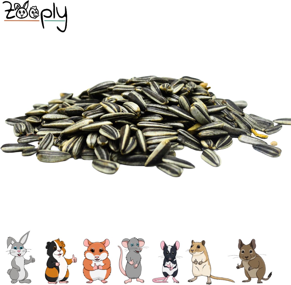 Zooply Zonnebloempitten - Kruiden & Snacks - 100% natuurlijk - Voor konijnen & cavia's - 200 gram