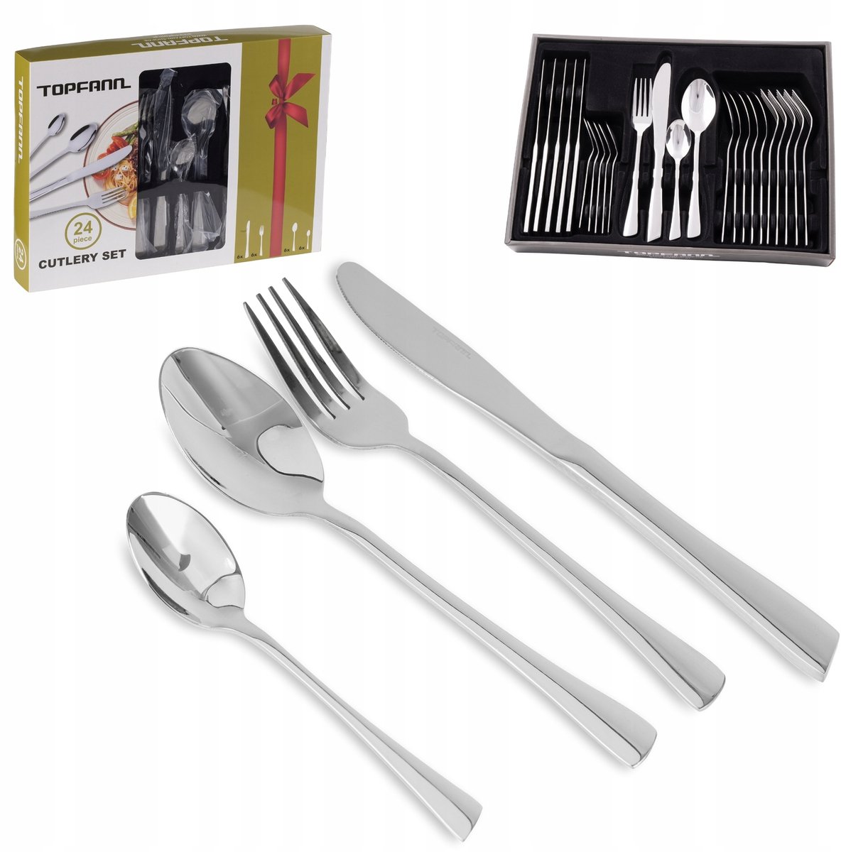 24-delig Bestekset RVS voor 6 personen, inclusief geschenkdoos