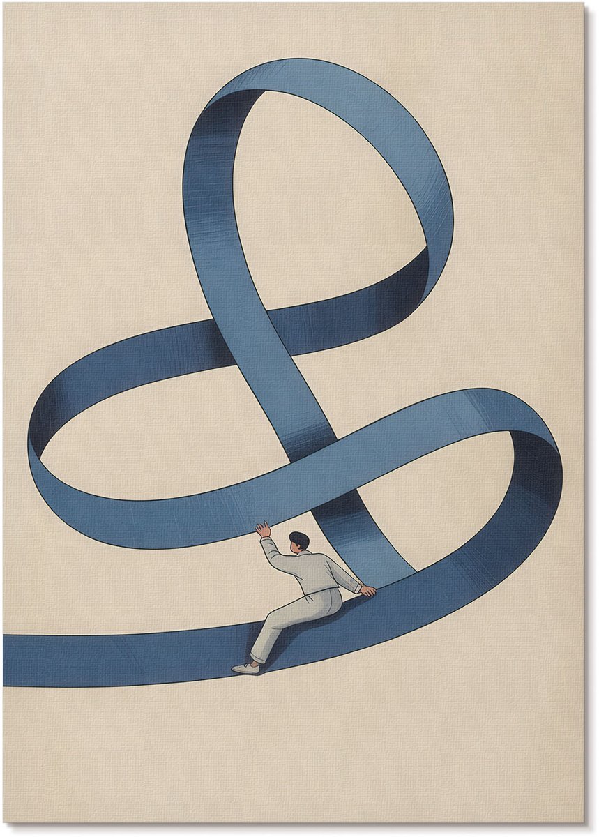 Tulup Polycanvas Poster - Oneindige Uitdagingen, Illustratie - A4 - Blauw Kunst - Rechthoek - Kunstposter - Woonkamer, Slaapkamer, Kantoor - Modern
