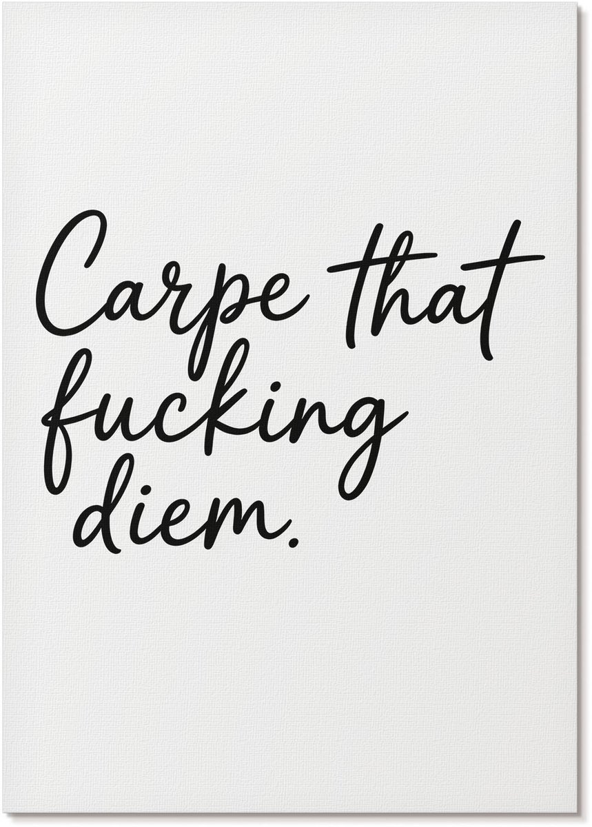Tulup Polycanvas Poster - Carpe Diem, Typografie - A4 - Wit Wandposter - Rechthoek - Muurdecoratie - Woonkamer, Slaapkamer, Kantoor - Modern