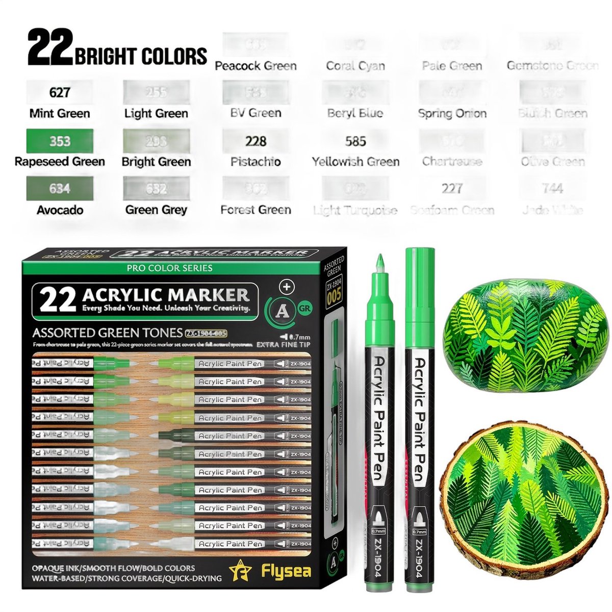 Currero Aquamarkers - Twinmarkers - Brushpennen - Stiften - Markeerstiften Op Waterbasis - Dual Tip - Tekenen En Kleuren - Groen