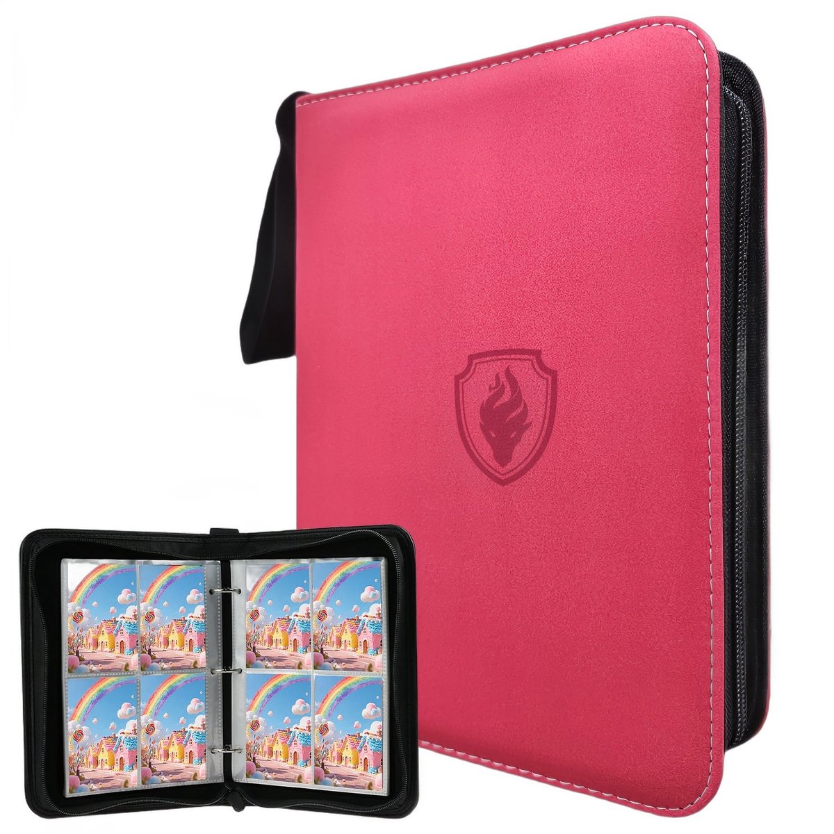 Currero Toploader Binder - Verzamelmap Kaarten - Geschikt voor Pokemon - 4 Pocket - 9 Pocket - 12 Pocket - Trading Card Map - Toploadermap - Rood - 400 Kaarten
