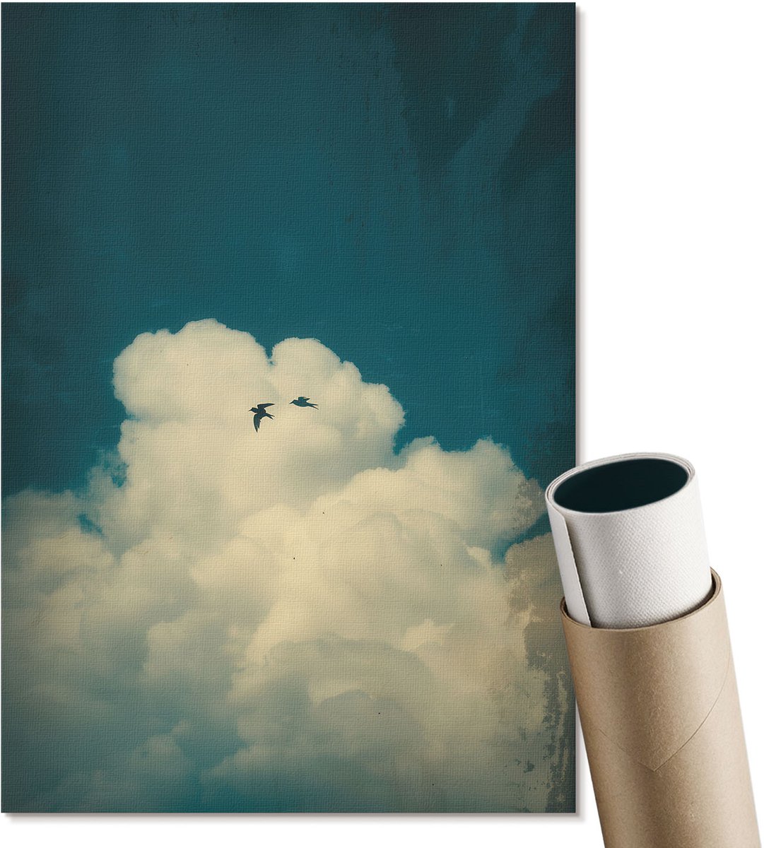 Coloray Polycanvas Poster - Hemelse Wolken, Fotografie - A4 - Turkoois Design - Rechthoek - Kunstposter - Woonkamer, Slaapkamer, Kantoor - Modern