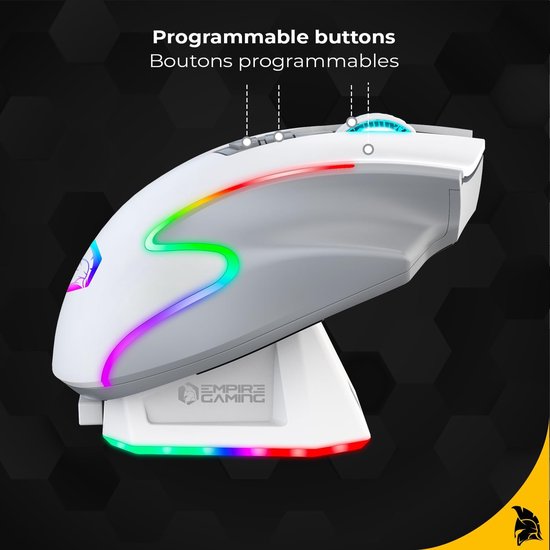 Draadloze Muis - Gaming Muis - Intensief Gebruik - Magnetisch Opladen - 10000 DPI - Wit — afbeelding 3