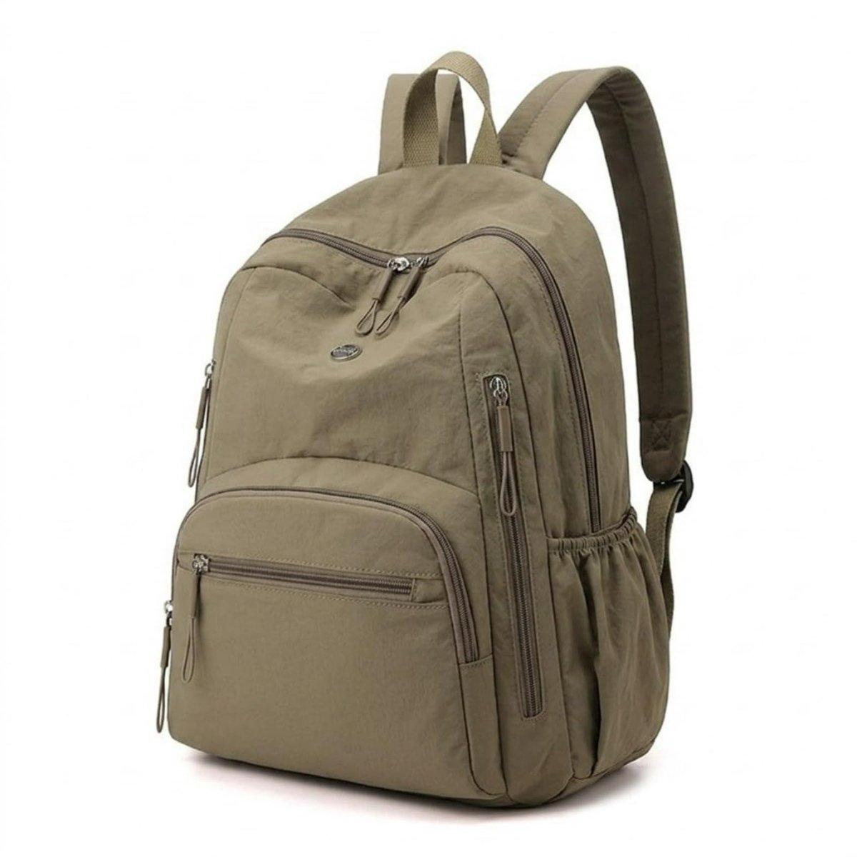 Lichte Damesrugzak – Rugzak Dames – 0,29 kg – Laptoprugzak tot 14 Inch – Nylon – Spatwaterbestendig – Meerdere Vakken – Voor School, Werk, Winkelen en Reizen – Kaki – 1 Stuk
