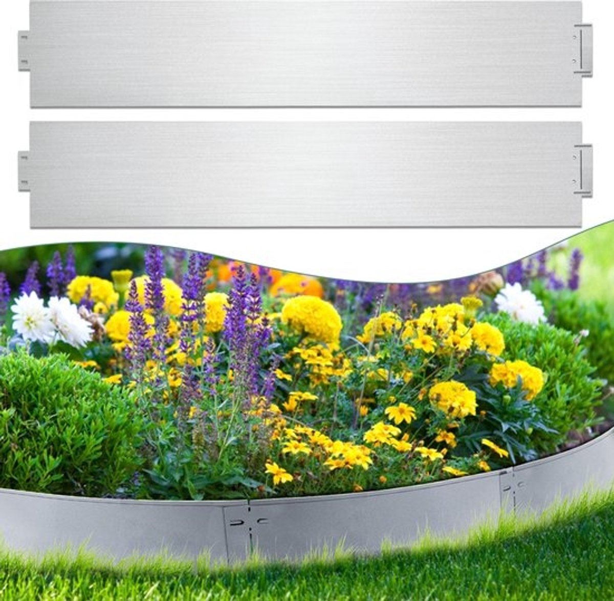 Borderrand Graskanten Metalen Maairand Gegalvaniseerd Paadranden Zilver 100x18cm 10m