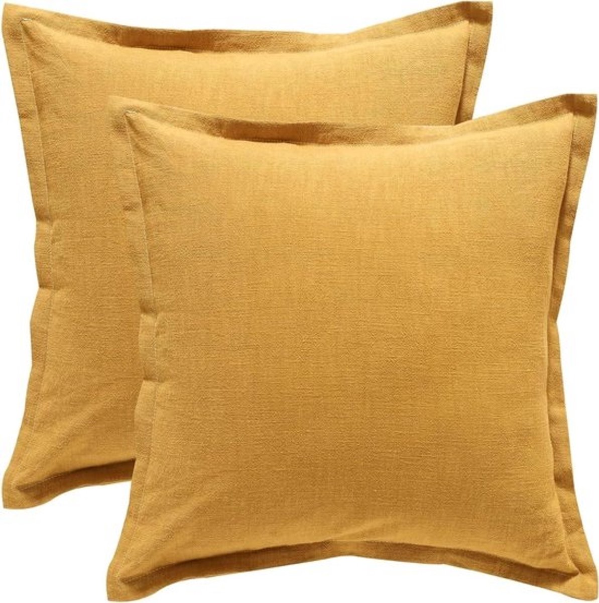 Decoratieve Kussenhoezen - Kussenslopen Set - Woonkamer Decoratie - Gevouwen Rand Design - 22 x 22 - Coomburg Geel