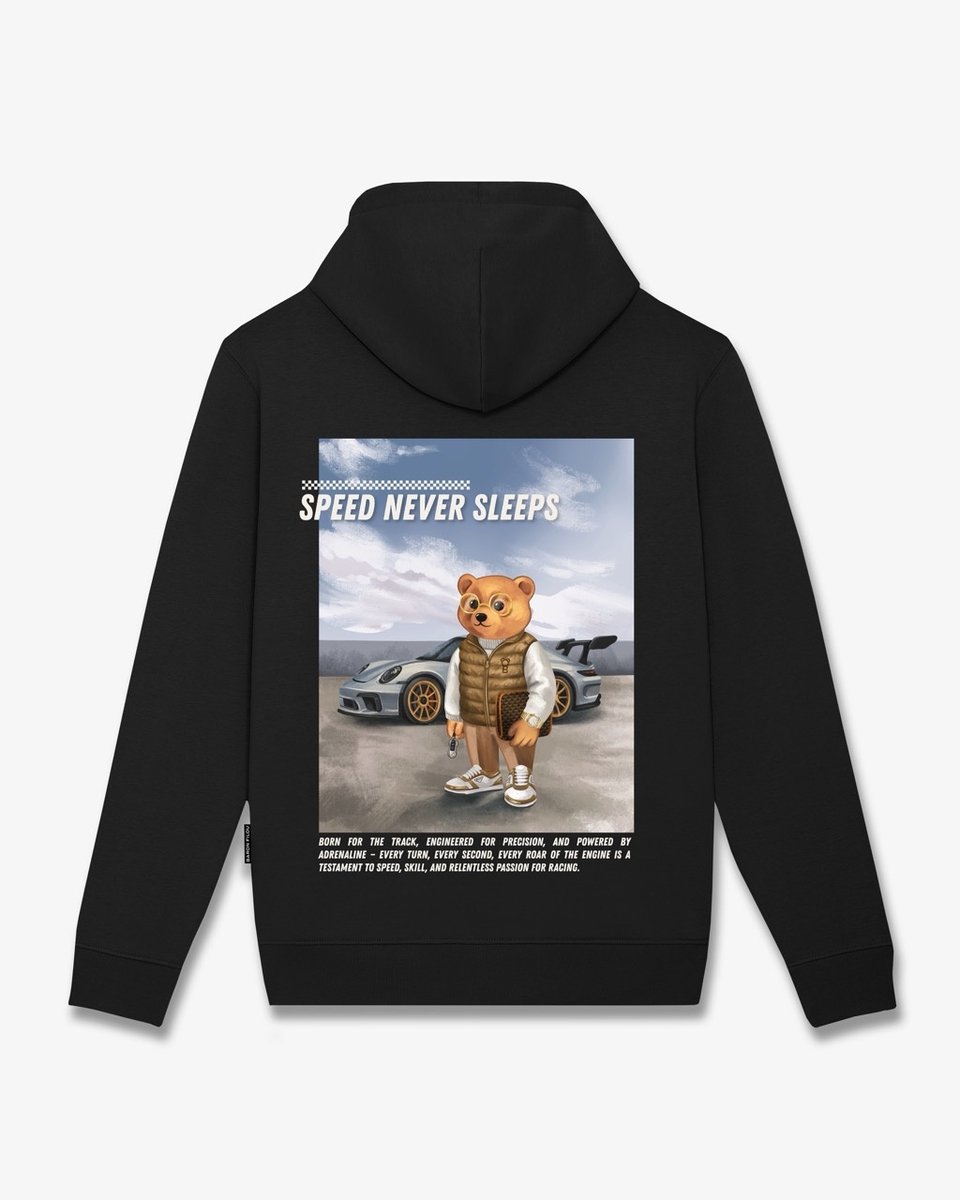 Baron Filou Baron Filou Hooded Sweater FW26 Backprint Filou 187 Speed Never Sleeps Black