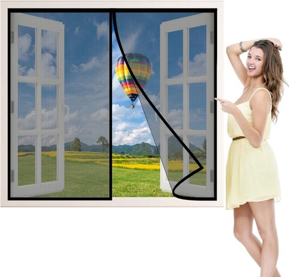 Magnetisch Vliegengaas - Hordeur Gordijn - Insecten Buiten Houden - Automatisch Sluitend - 100x60 cm - Zwart
