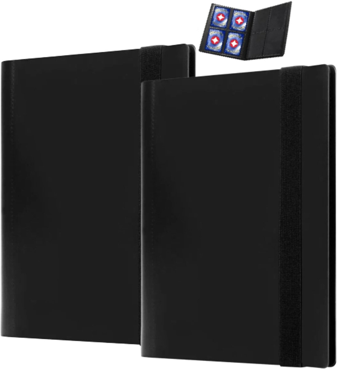 2 stuks - kaartenalbum - Spelkaartenalbum - Kaartencollectieboek - Mini-kaartenboek - Kaartenmap - Grote capaciteit - 160 kaartvakken - Zwart - 185*210 mm - Geschikt voor TCG-, MTG-collecties en sportkaartenmappen