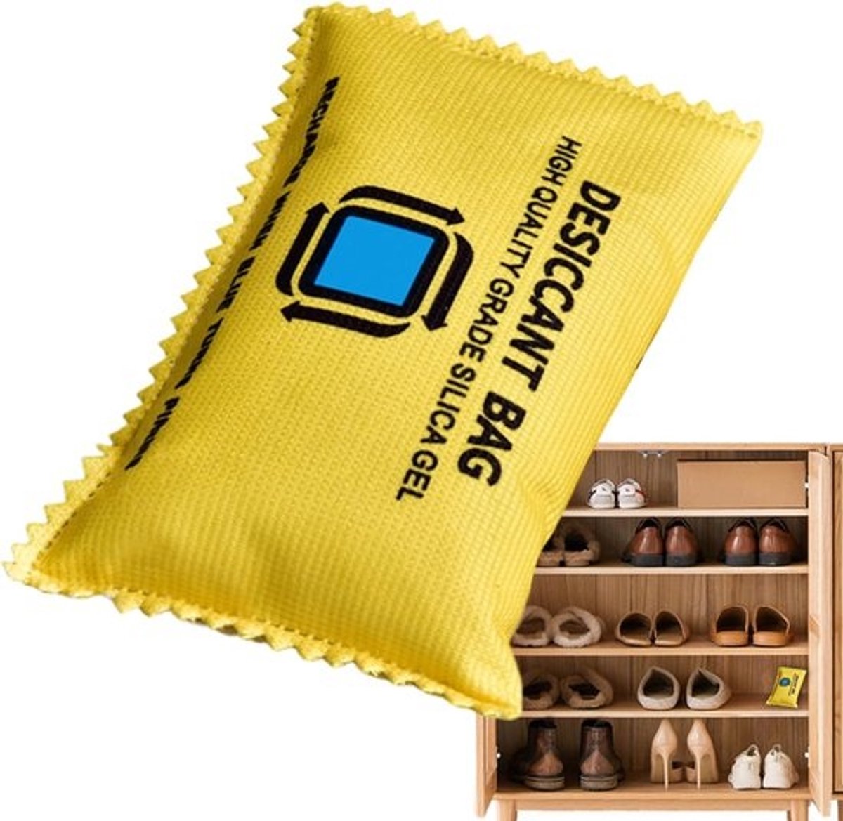 Vochtabsorber - Vochtvreter - Vocht bestrijden - Herbruikbaar met silicagel - 100g - Geel