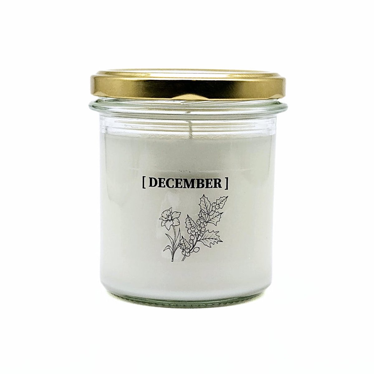 Candlelight-on - geurkaars met geboortebloem en geboortedatum - 5 december - o.b.v. sojawas en etherische oliën