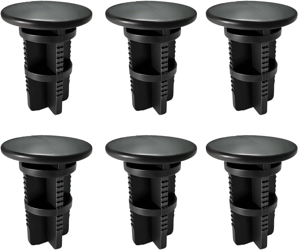 Scharnierpennen voor vuilnisbakdeksel, 6 stuks, 43 x 18 mm, zwart kunststof, voor 240 liter afvalcontainer