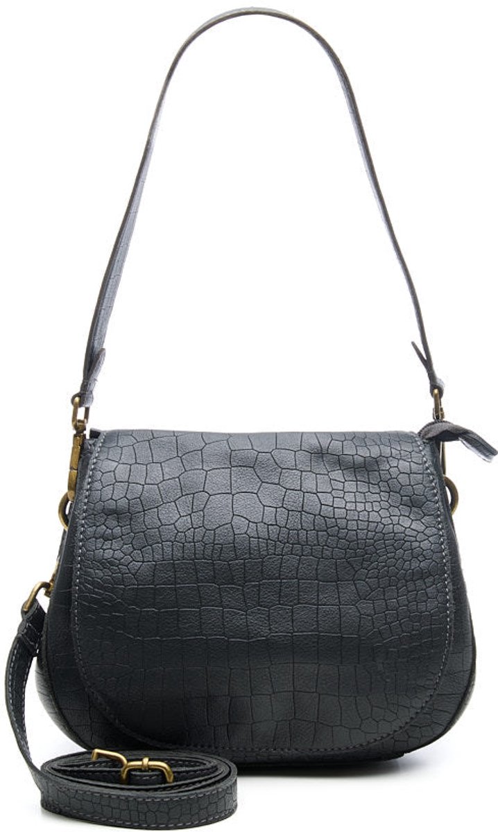 Chabo Bags Croco Saddle Bag Leren Schoudertas - Chocolate