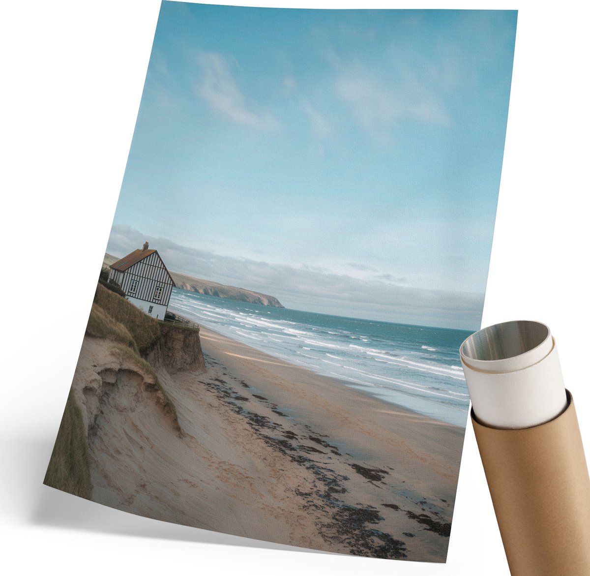 Coloray Canvas Poster Polycanvas - Rust Aan Zee, Fotografie - 210 x 297 mm - Blauw Poster - Rechthoek - Kunstposter - Woonkamer, Slaapkamer, Kantoor - Klassiek