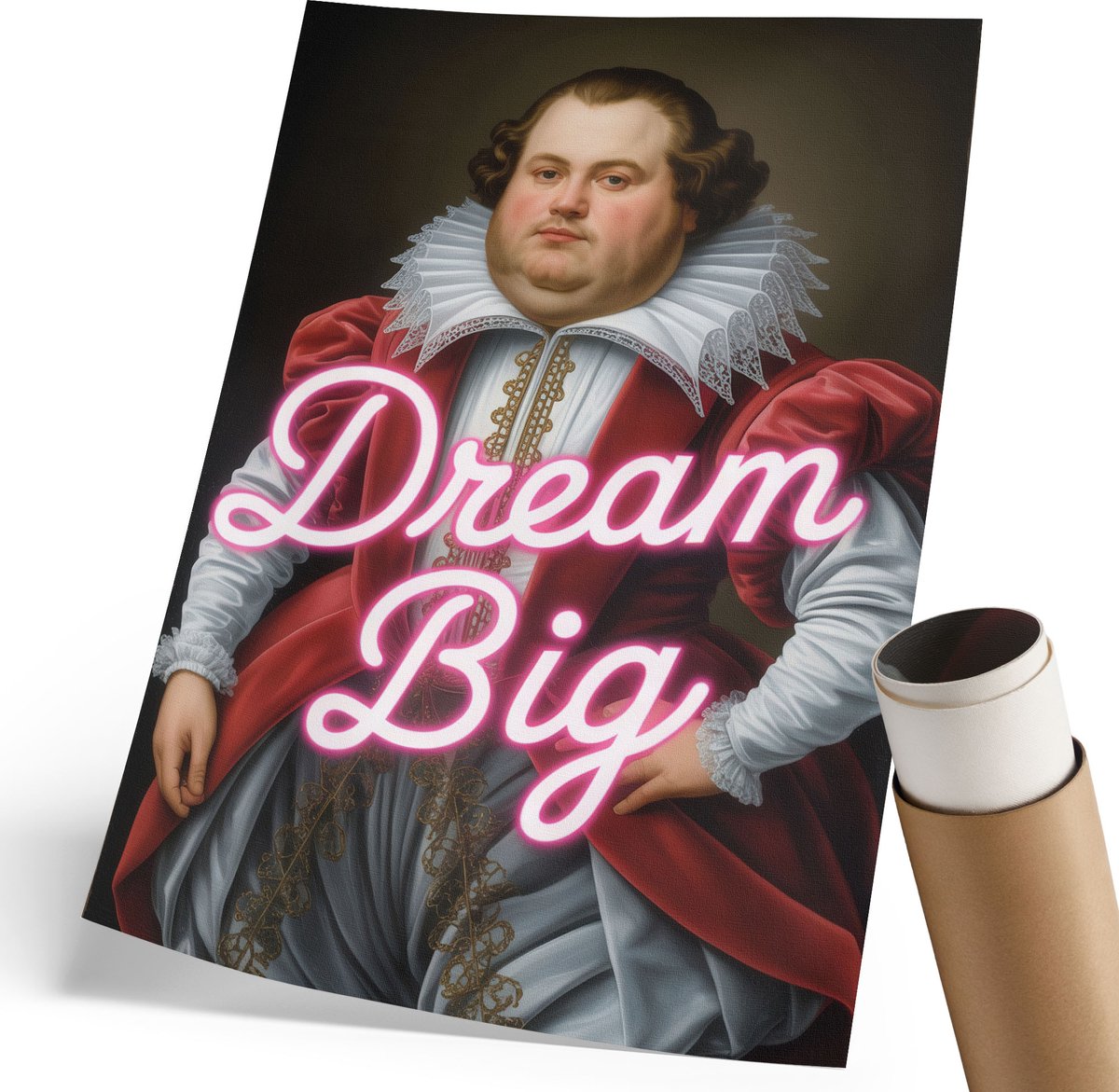 Coloray Canvas Poster Polycanvas - Droom Groots, Illustratie - 210 x 297 mm - Rood Decoratie - Rechthoek - Decoratieve poster - Woonkamer, Slaapkamer, Kantoor - Humoristisch