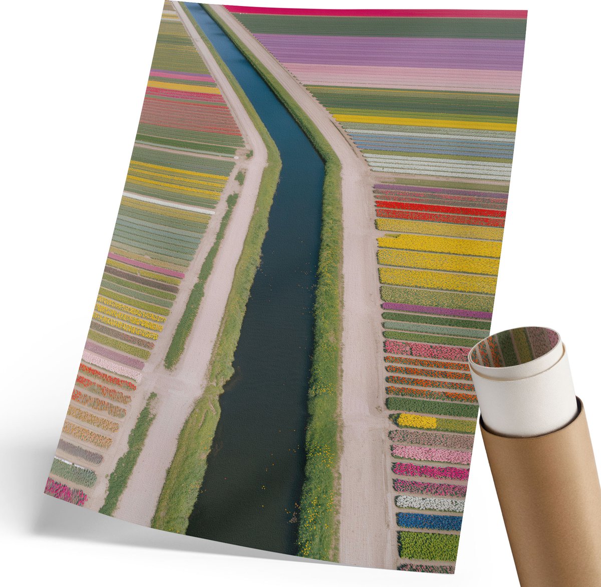 Coloray Polycanvas Wandposter - Bloemenvelden, Fotografie - 210 x 297 mm - Groen Illustratie - Rechthoek - Interieurdecoratie - Woonkamer, Slaapkamer, Kantoor - Klassiek