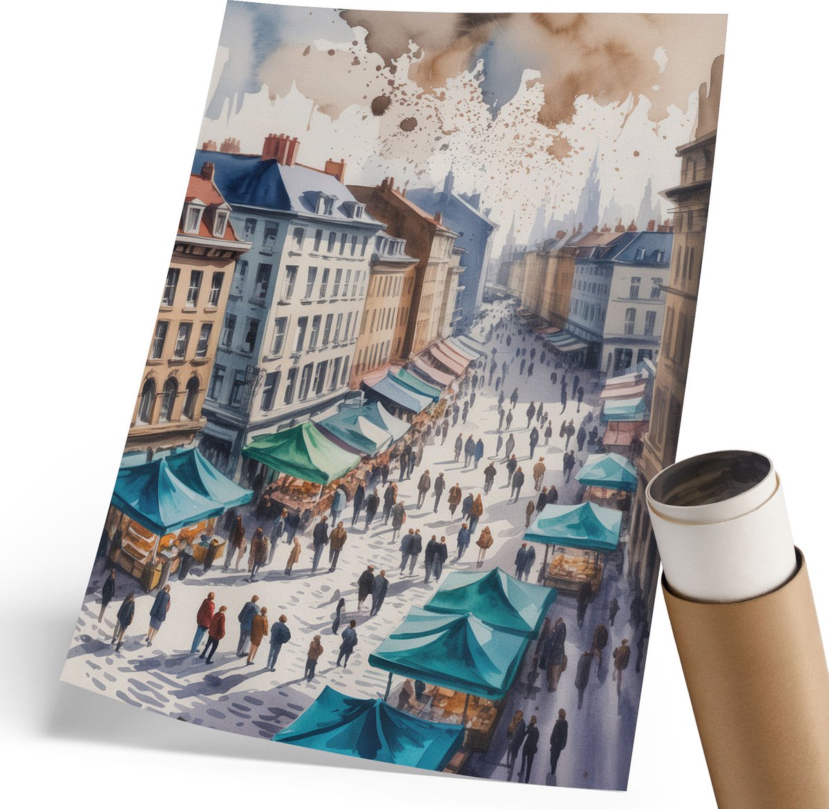 Coloray Polycanvas Wandposter - Afro-Amerikaanse Porter, Schilderen - 420 x 594 mm - Roze Kunst - Rechthoek - Interieurdecoratie - Woonkamer, Slaapkamer, Kantoor - Expressief