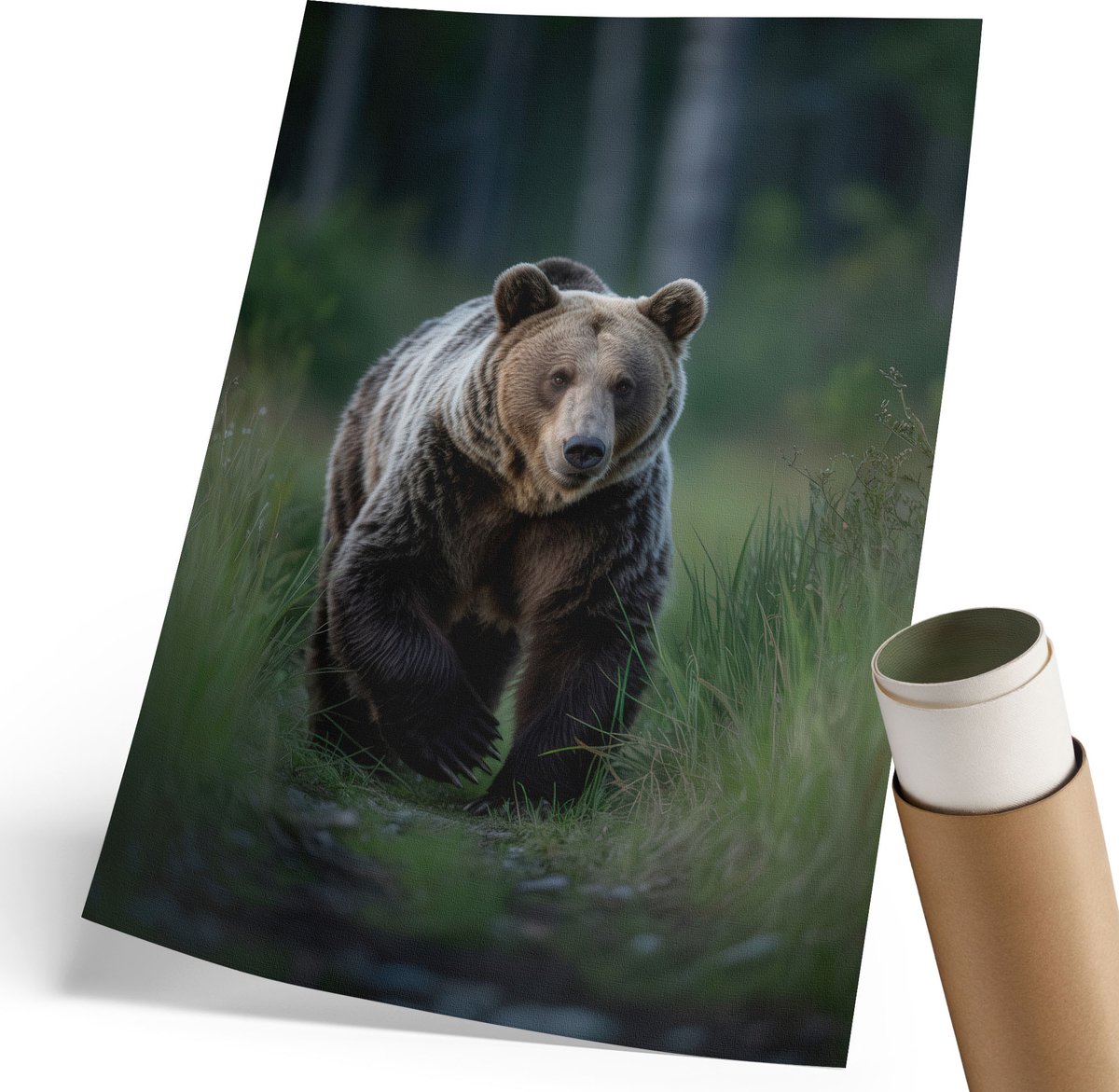 Coloray Polycanvas Poster - Grafische Tijger, Illustratie - 420 x 594 mm - Zwart Illustratie - Rechthoek - Muurdecoratie - Woonkamer, Slaapkamer, Kantoor - Kinder