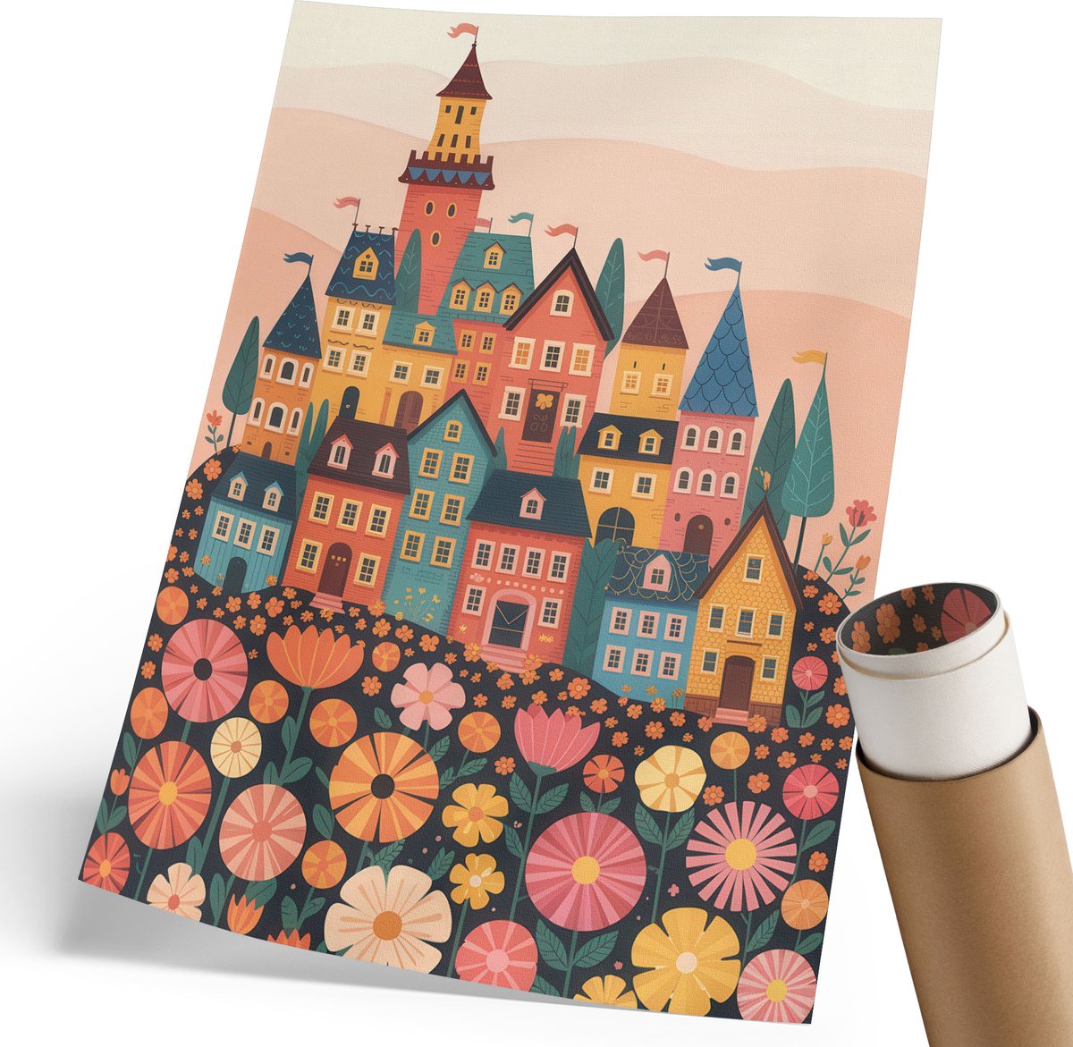 Coloray Polycanvas Poster - Rijden Op Een Mammoet, Bruin - 420 x 594 mm - Groen Wanddecoratie - Rechthoek - Decoratieve poster - Slaapkamer - Rustiek