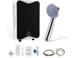 Elektrische doorstroomboiler - 5500 W, 230 V, boiler met led-temperatuurweergave, 30-55 °C, mini-instant elektrische boiler, IPX4 waterdicht, voor douche, badkamer, keuken