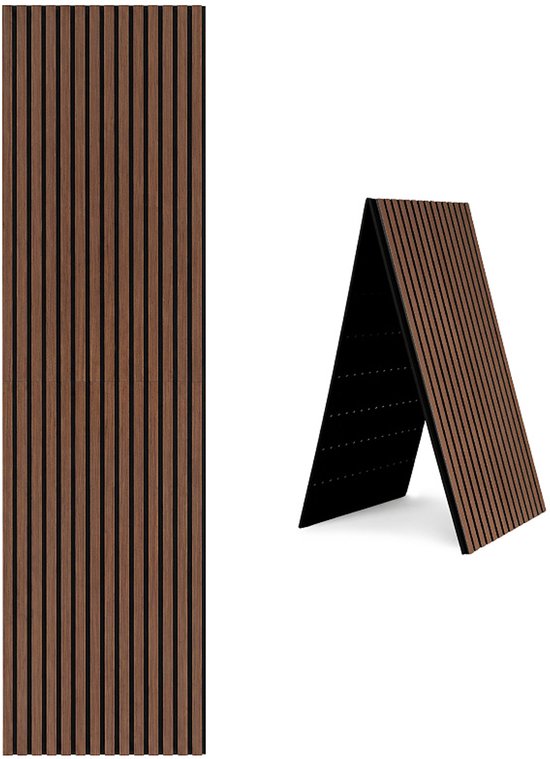 Houten lamellenwandpaneel, staand en A-frame opstelling.