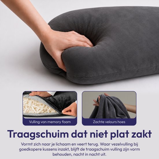 Comfeur Zwangerschapskussen XXL - Memory Foam Body Pillow - Lichaamskussen & Voedingskussen - 280 cm - Afneembare Velours Hoes - Verzwaarde Zijslaapkussen - Incl. Slaapmasker — afbeelding 5