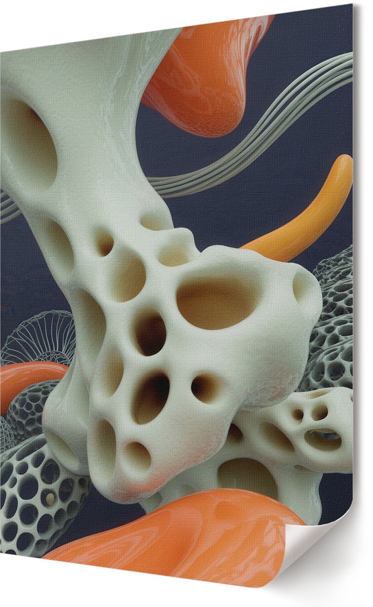 Coloray Polycanvas Poster - Futuristische Abstractie, Illustratie - 420 x 594 - Romig Illustratie - Rechthoek - Wandkunst - Woonkamer, Slaapkamer, Kantoor - Modern