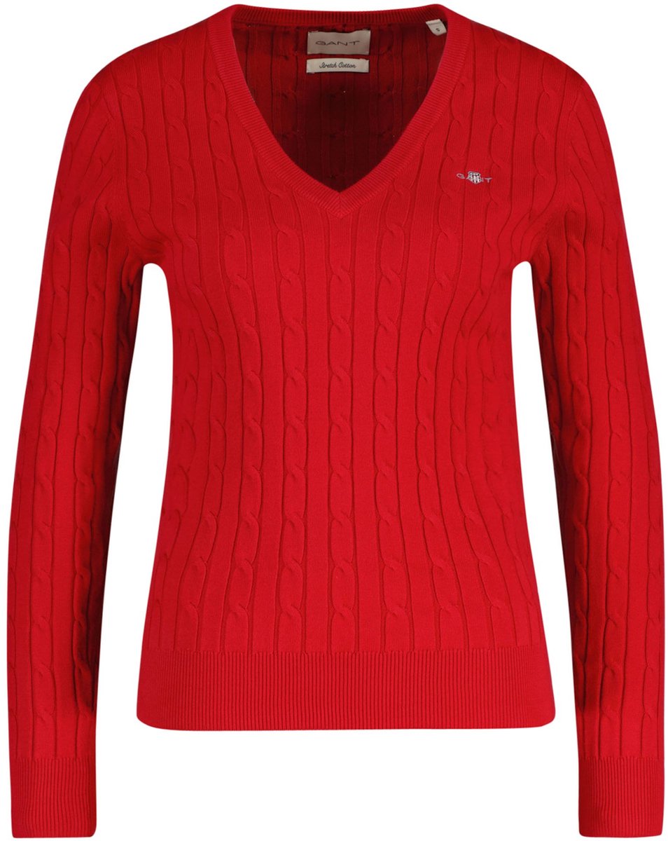 GANT Gebreide trui STRETCH COTTON CABLE V-NECK