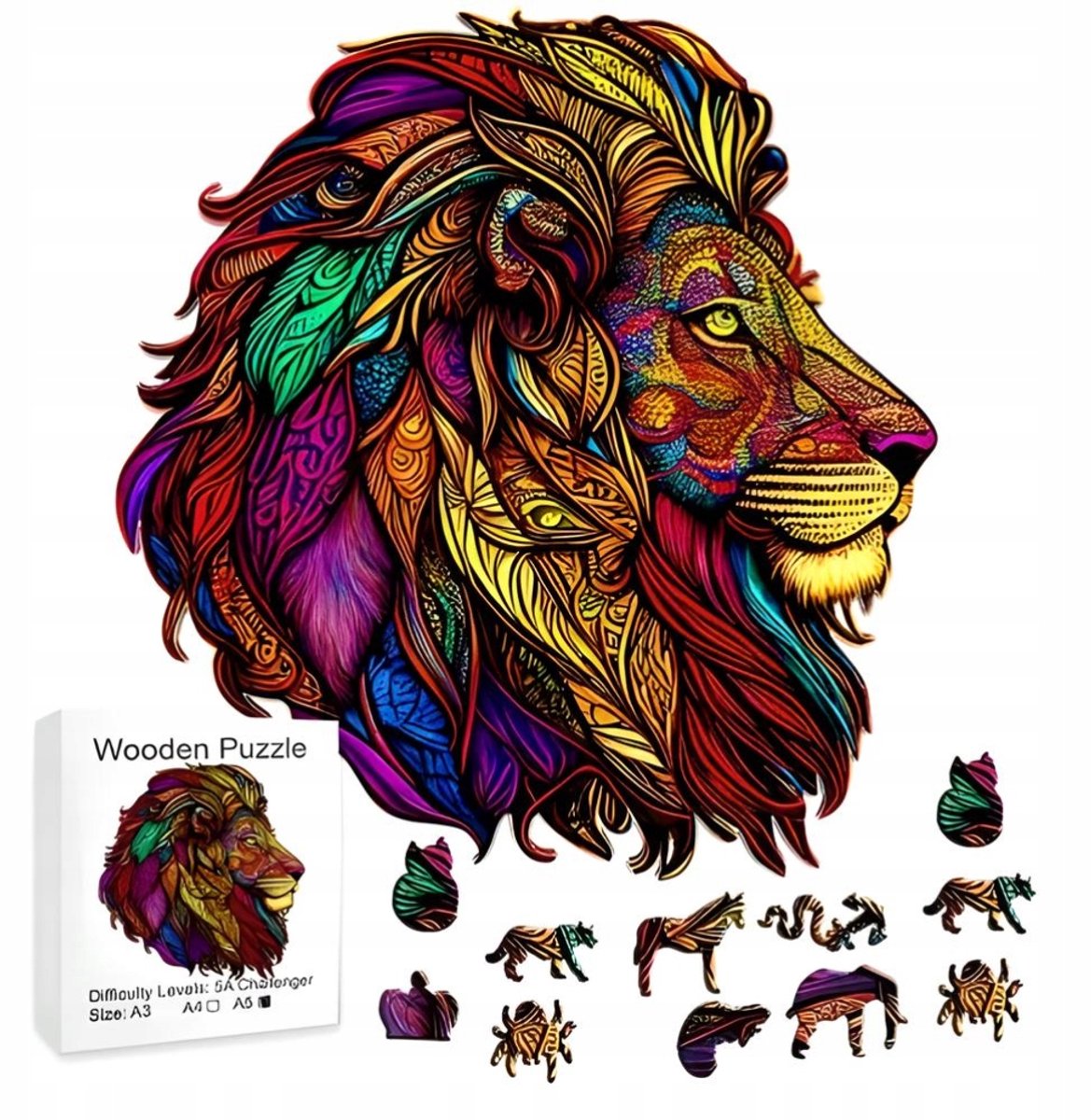 Houten 3D Puzzel Leeuw A5 - Premium Kwaliteit