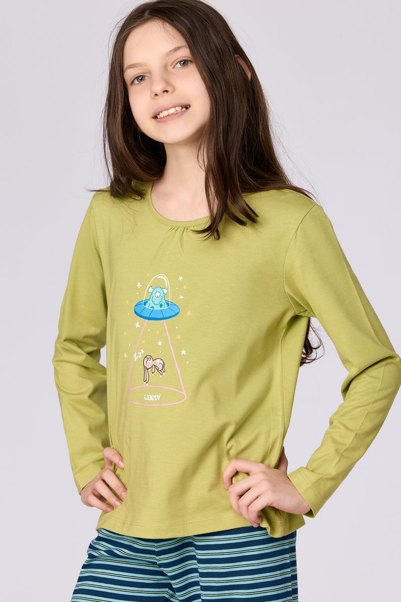 Woody - Meisjes/Dames Pyjama - Groen - 4 jaar