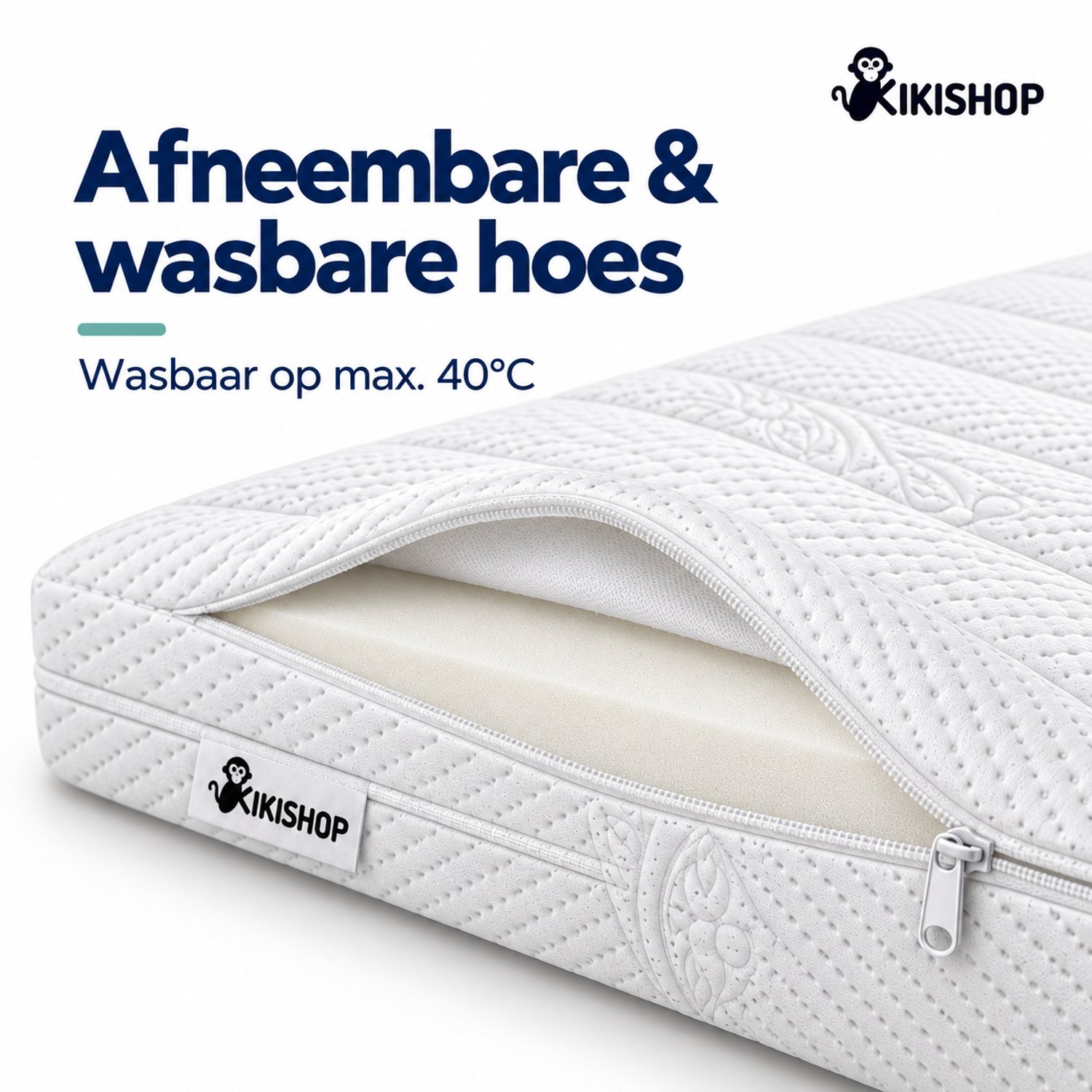 Kiki Shop Budget Topper 110x190 cm - 9 cm - Polyether Schuim - Wasbare Hoes