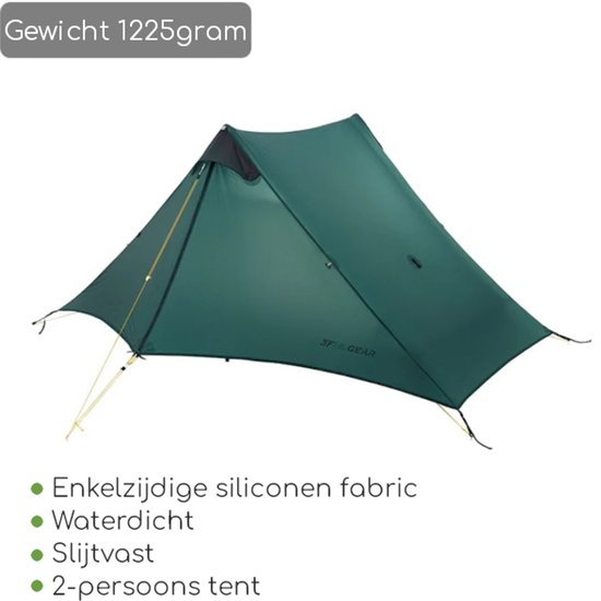 3F UL GEAR Lanshan 2 – 2-persoons Tent – Ultra Lichtgewicht – 4 seizoenen trekking tent – Waterdicht – Kampeertent – Kamperen – Dubbeldaks trekkerstent – Hiking & Wandelen – Groen — afbeelding 5