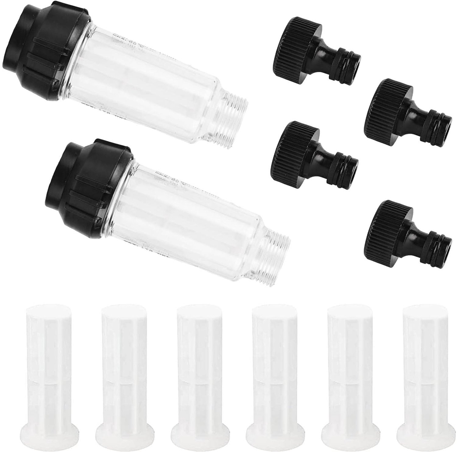 Waterfilter tuinslang 3/4 inch - 2 stuks met 6 filterinzetstukken - beschermt hogedrukreiniger - voor tuinirrigatie - m-winkel
