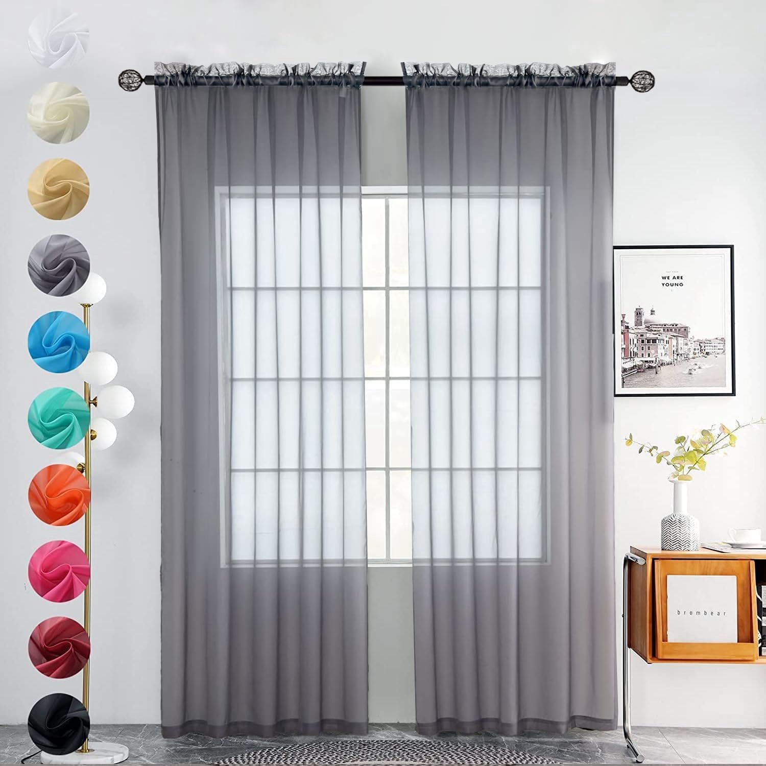 2x Sheer gordijnen, 140 x 245 cm